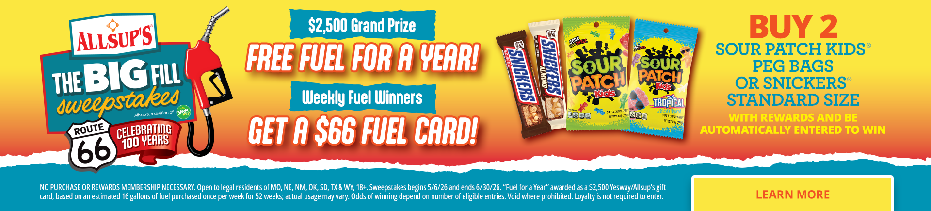 Promotes buying 2 qualifying items for a chance to win.