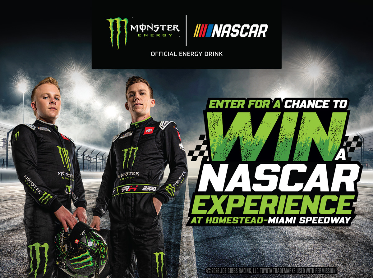 Monster Energy and NASCAR: Enter for a Chance to Win a NASCAR Experience at Homestead-Miami Speeedway